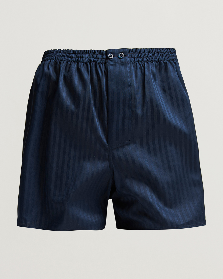 Homme | Sous-Vêtements Et Chaussettes | Zimmerli of Switzerland | Mercerized Cotton Boxer Shorts Navy