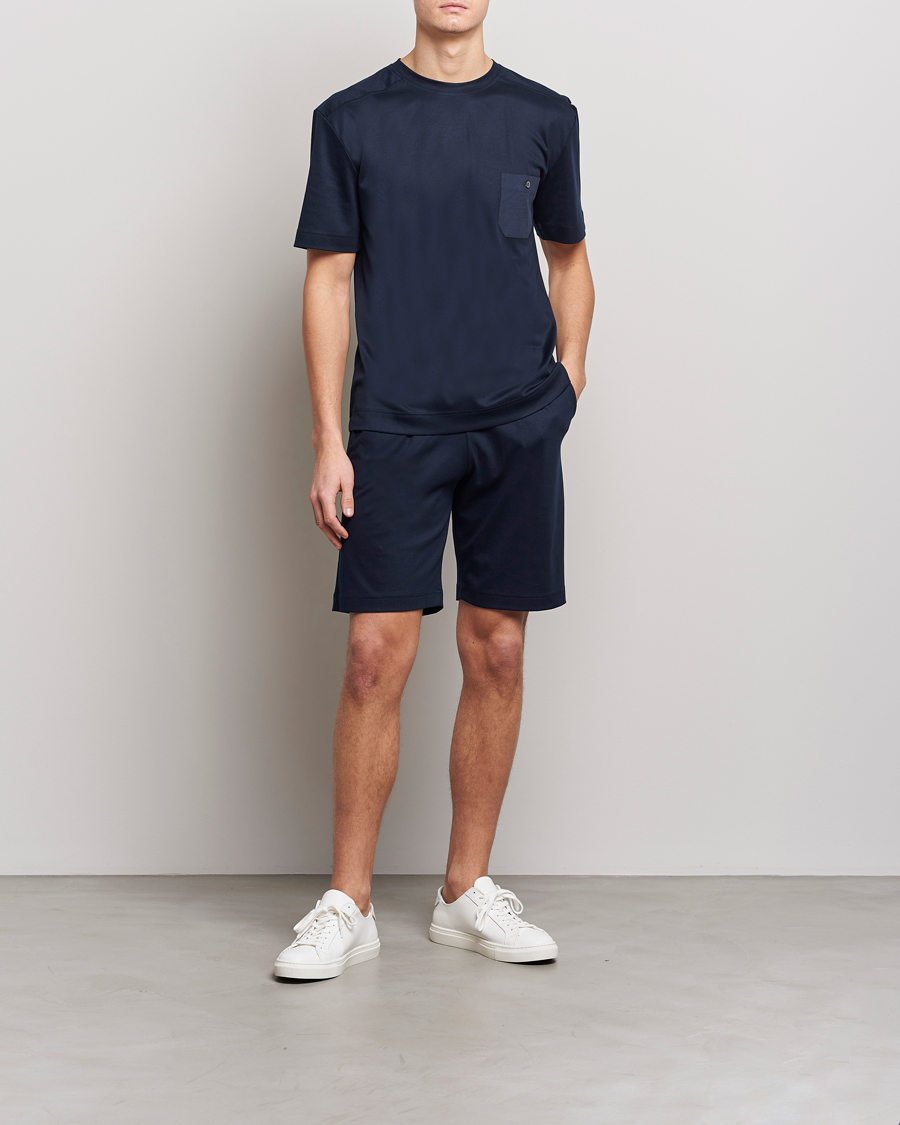 Homme | Peignoirs Et Pyjamas | Zimmerli of Switzerland | Cotton/Modal Crew Neck Loungwear T-Shirt Midnight