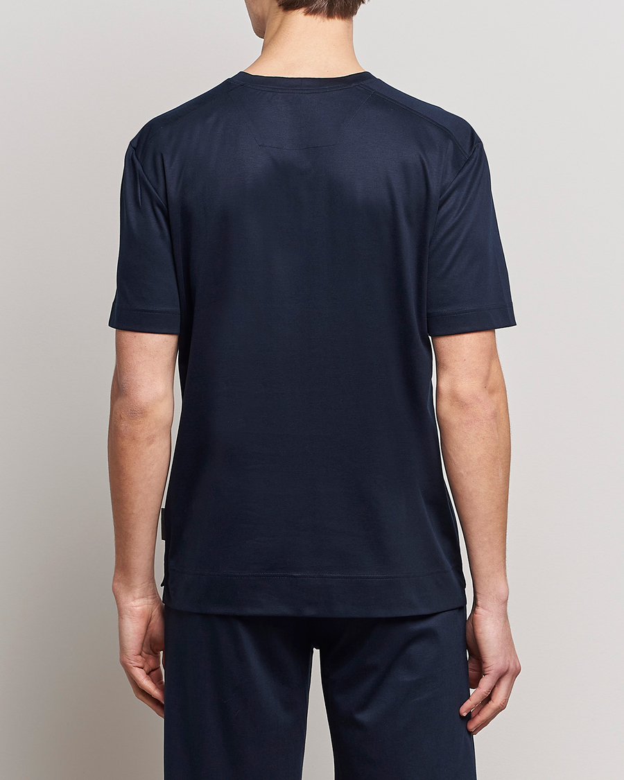 Homme | Peignoirs Et Pyjamas | Zimmerli of Switzerland | Cotton/Modal Crew Neck Loungwear T-Shirt Midnight