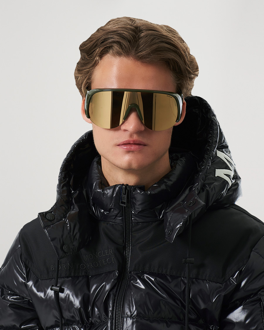 Homme | Moncler Lunettes Phantom Sunglasses Shiny Dark Green/Brown | Moncler Lunettes | Phantom Sunglasses Shiny Dark Green/Brown