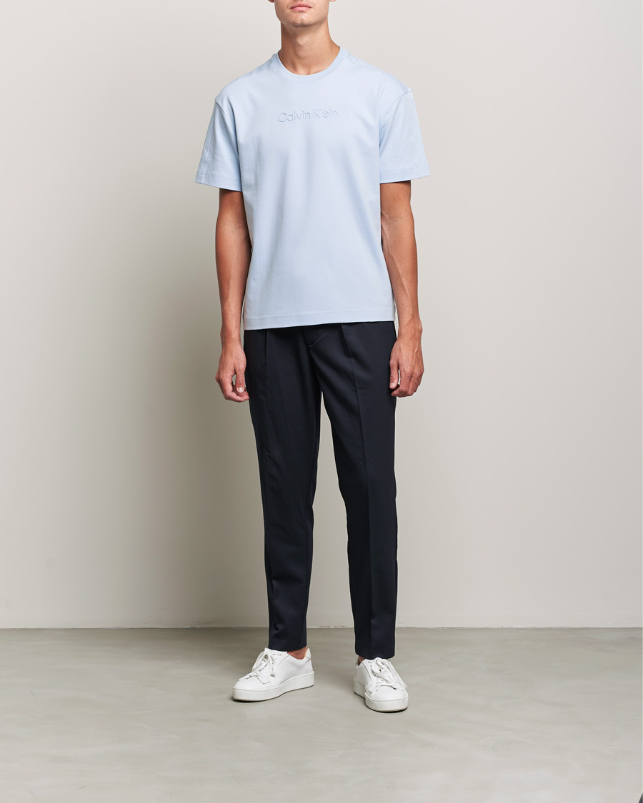Homme | T-shirts | Calvin Klein | Debossed Logo Crew Neck Tee Bayshore Blue