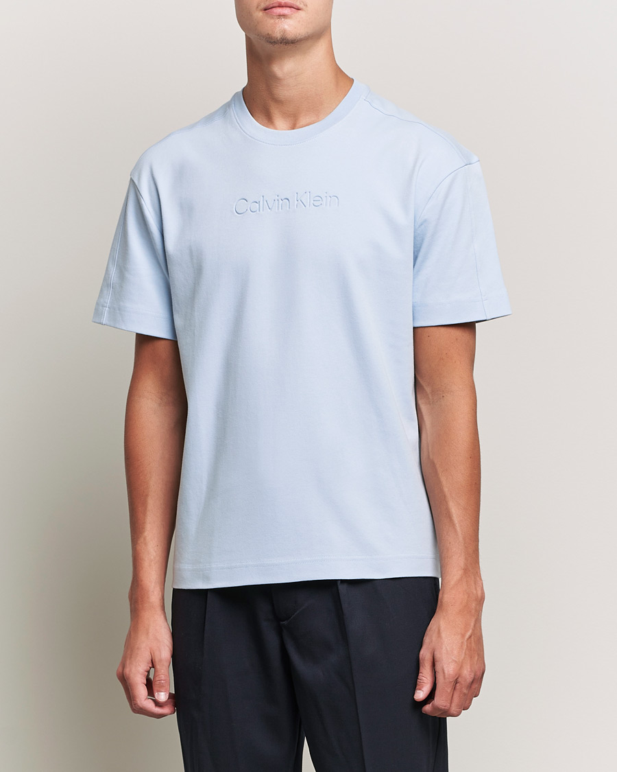 Homme | T-shirts | Calvin Klein | Debossed Logo Crew Neck Tee Bayshore Blue