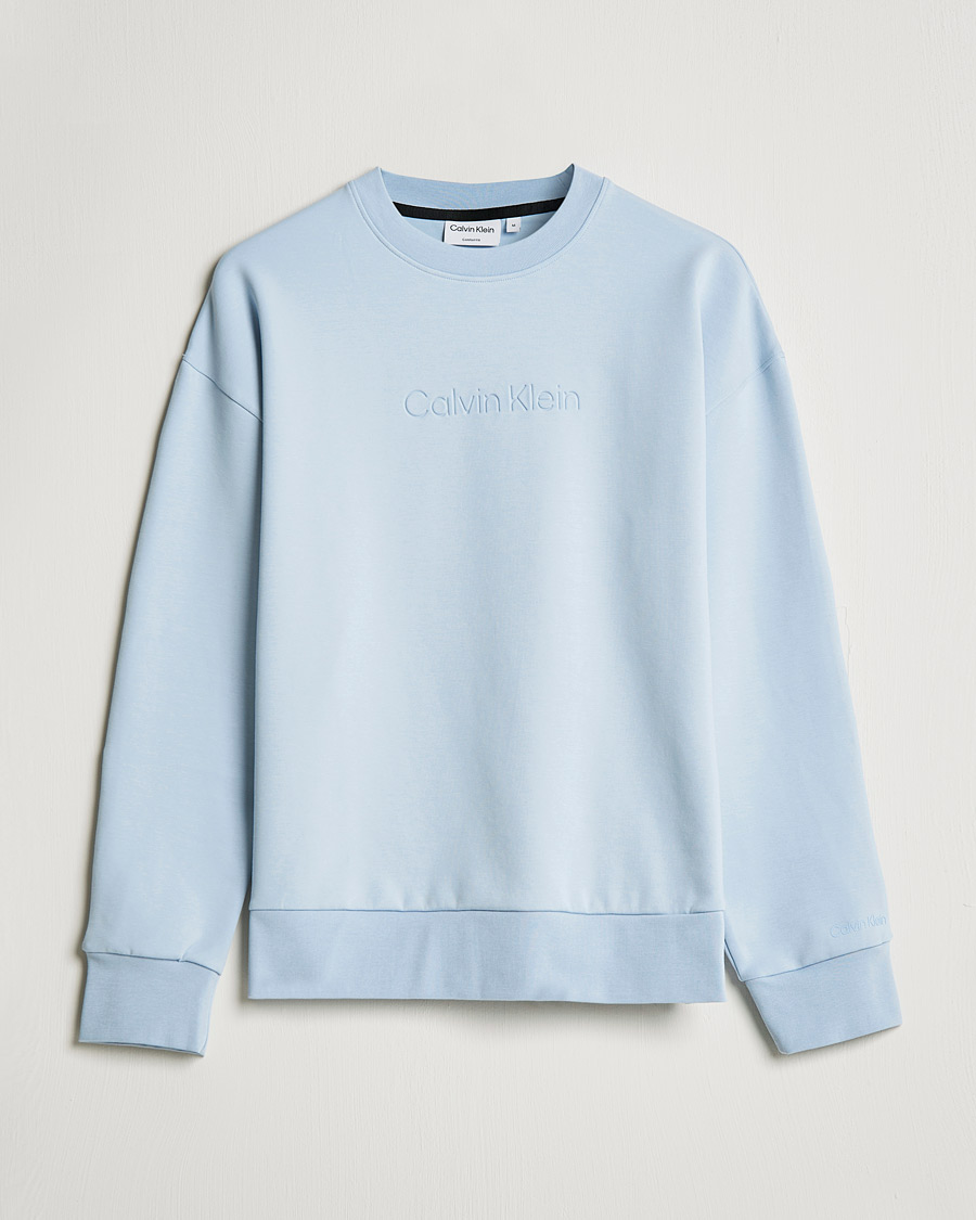 Homme | Pulls Et Tricots | Calvin Klein | Debossed Logo Crew Neck Sweatshirt Bayshore Blue