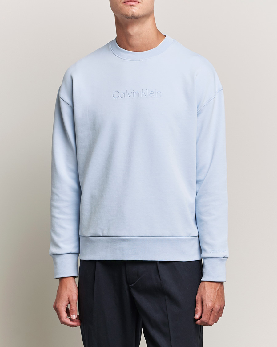Homme | Pulls Et Tricots | Calvin Klein | Debossed Logo Crew Neck Sweatshirt Bayshore Blue
