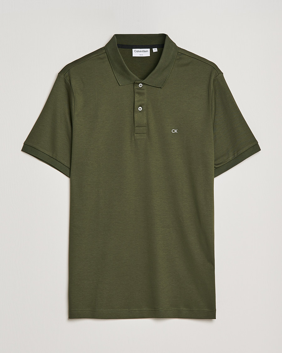 Homme | Polos | Calvin Klein | Slim Fit Smooth Cotton Polo Dark Olive