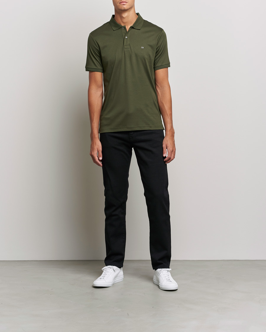 Homme | Polos | Calvin Klein | Slim Fit Smooth Cotton Polo Dark Olive