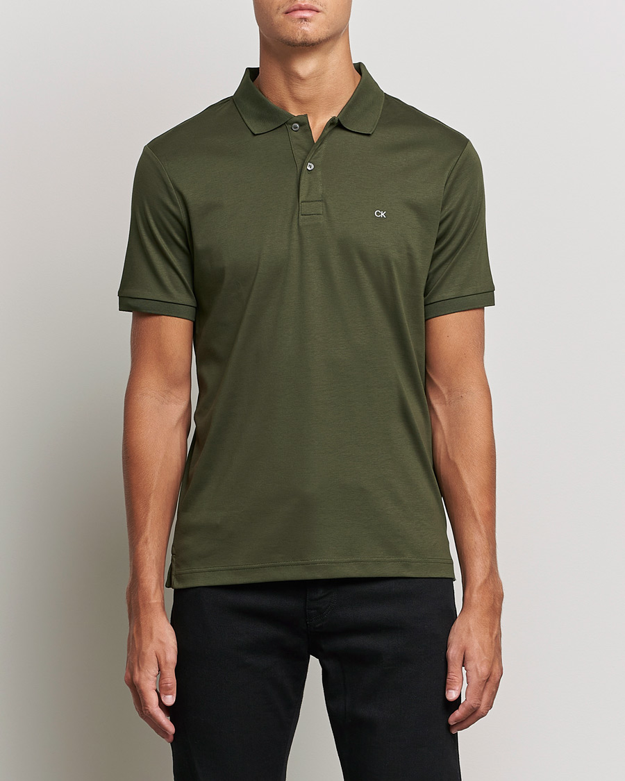 Homme | Polos | Calvin Klein | Slim Fit Smooth Cotton Polo Dark Olive