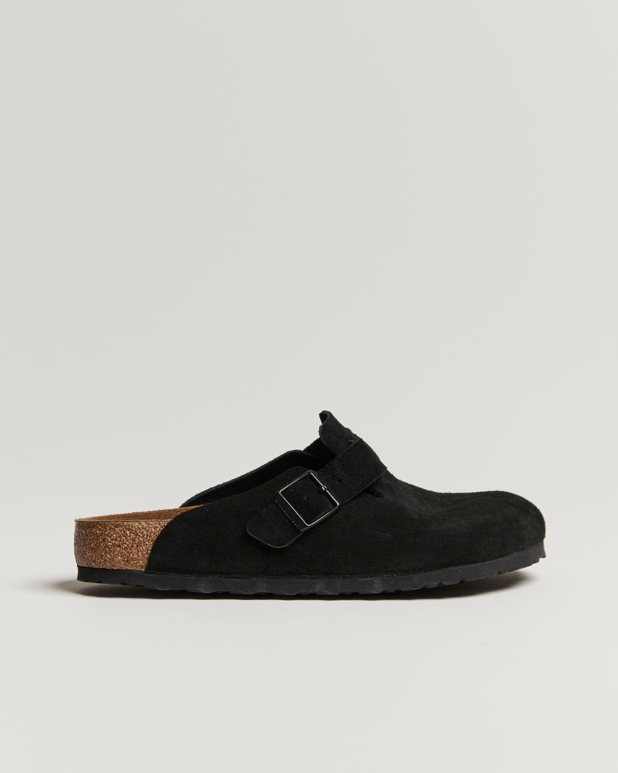 Homme | BIRKENSTOCK Boston Soft Footbed Black Suede | BIRKENSTOCK | Boston Soft Footbed Black Suede