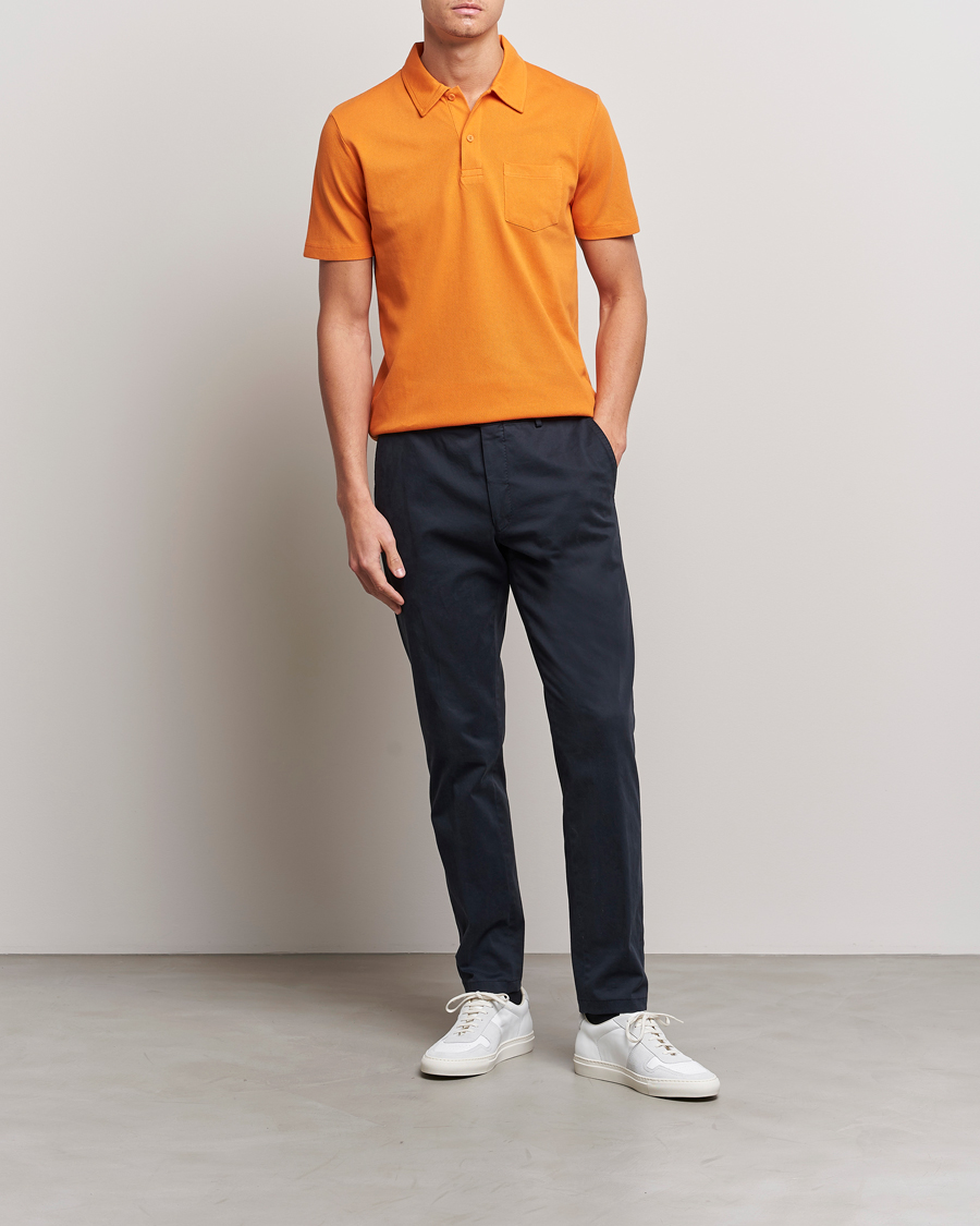 Homme | Polos | Sunspel | Riviera Polo Shirt Flame Orange