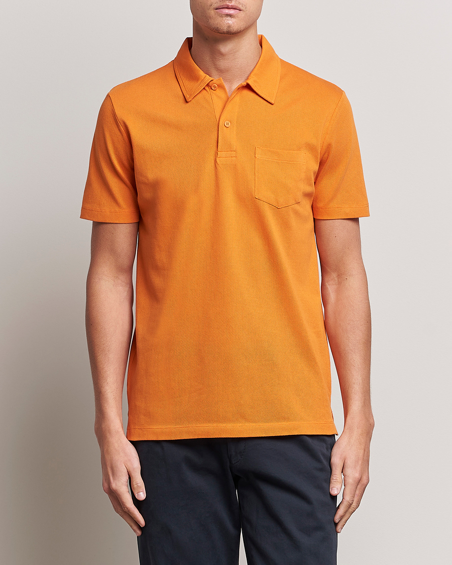 Homme | Mid Season Sale | Sunspel | Riviera Polo Shirt Flame Orange