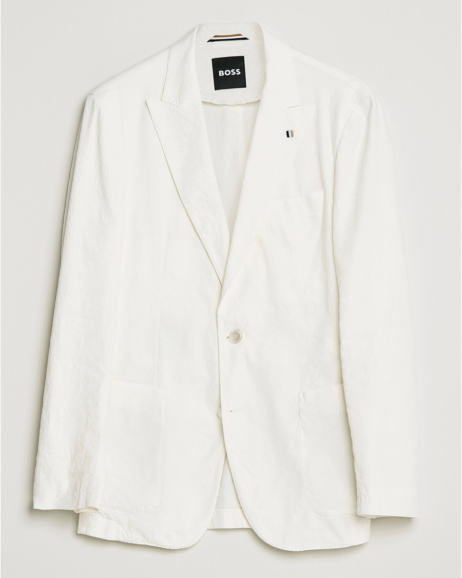 Homme | Blazers | BOSS BLACK | BOSS Hanry Linen Peak Lapel Blazer White