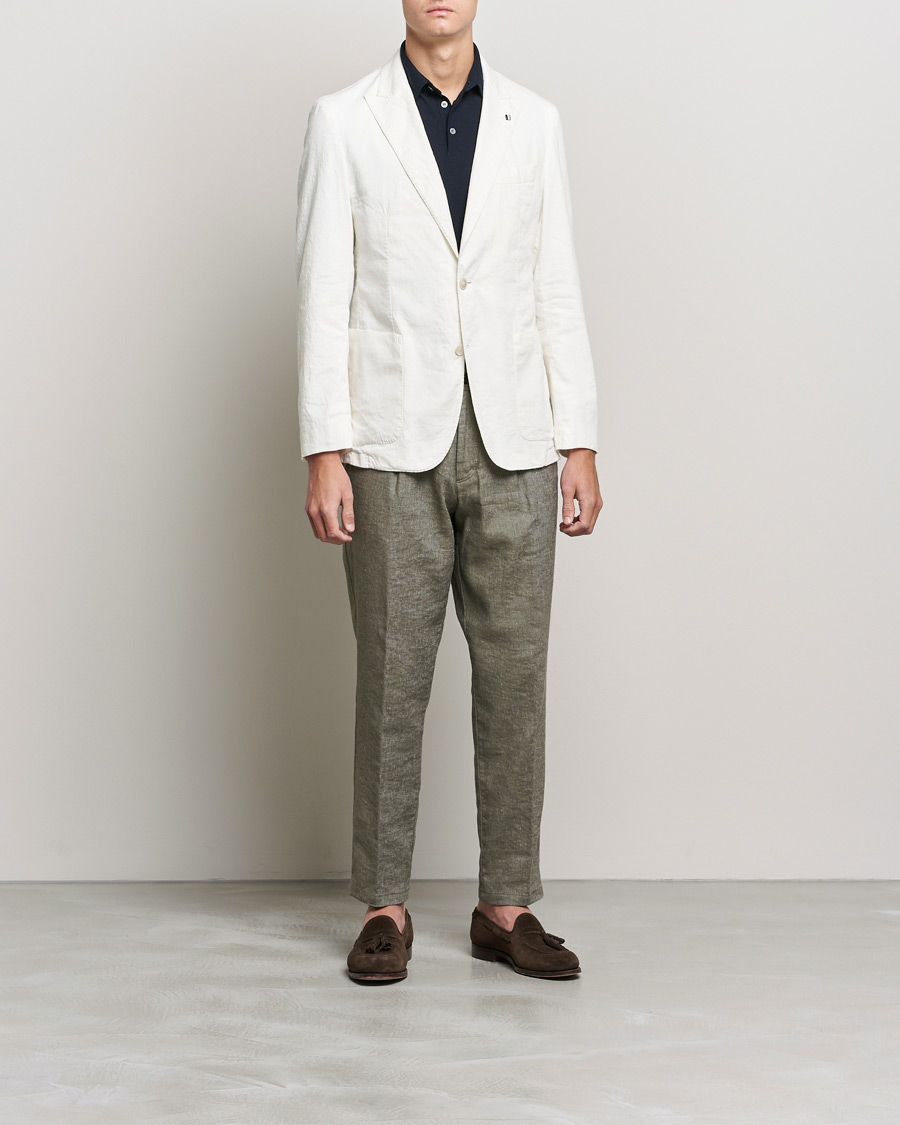 Homme | Blazers | BOSS BLACK | BOSS Hanry Linen Peak Lapel Blazer White