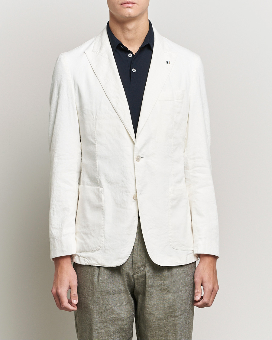 Homme | Blazers | BOSS BLACK | BOSS Hanry Linen Peak Lapel Blazer White