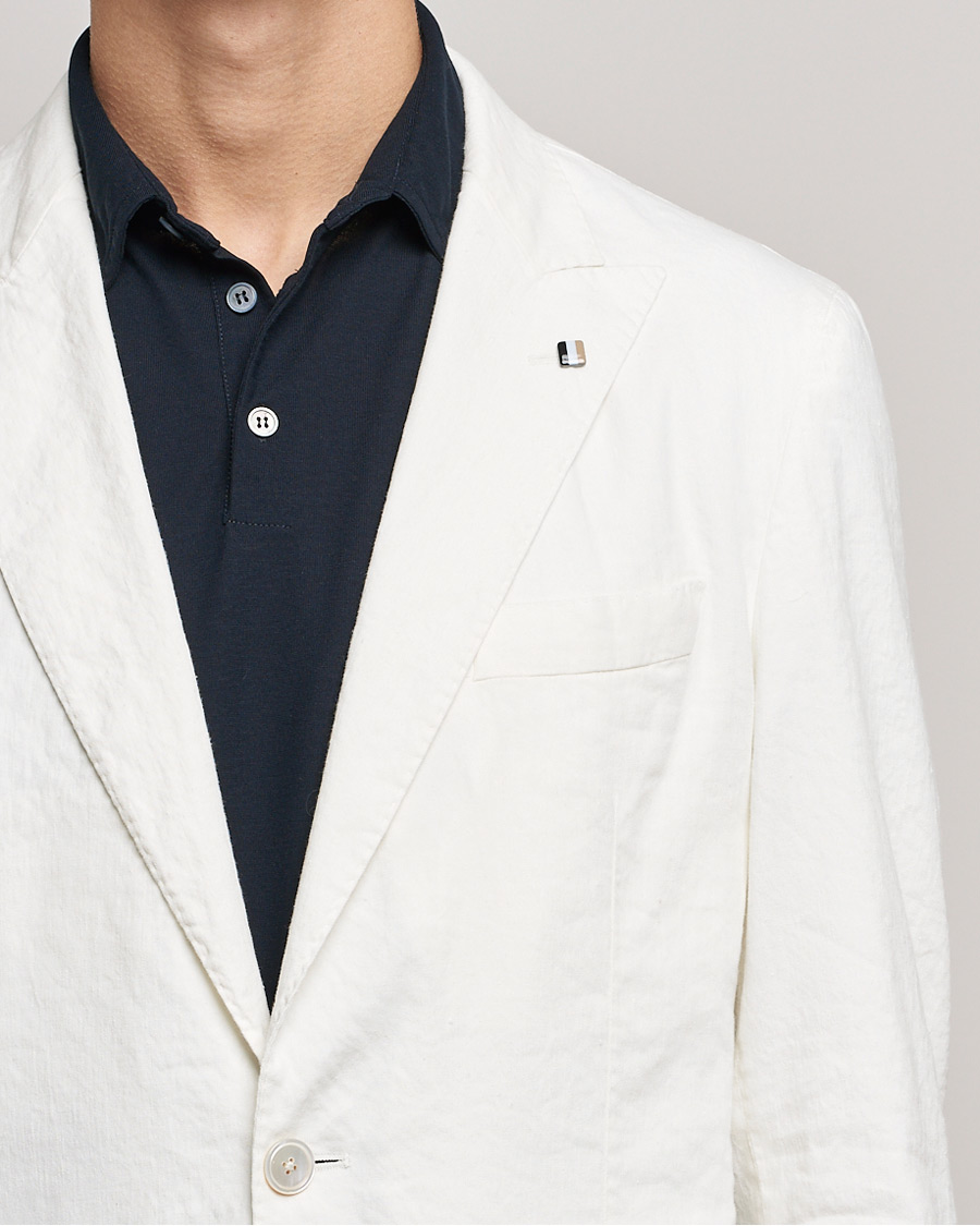 Homme | Blazers | BOSS BLACK | BOSS Hanry Linen Peak Lapel Blazer White