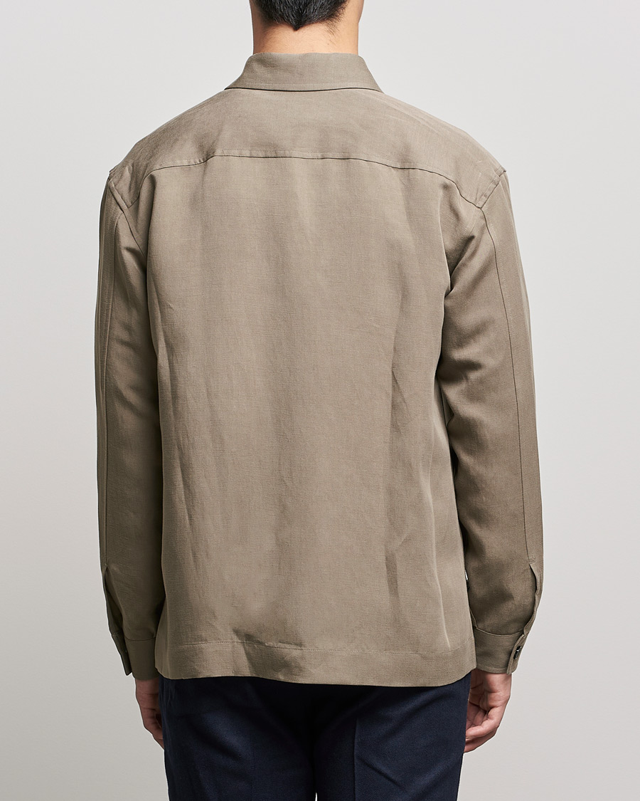 Homme | Chemises | BOSS BLACK | Cole Linen/Lyocell Overshirt Open Green