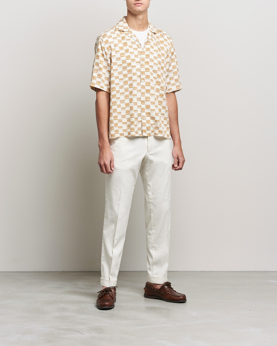Homme | Chemises | BOSS BLACK | BOSS Lars Printed Resort Collar Short Sleeve Shirt Open Beige