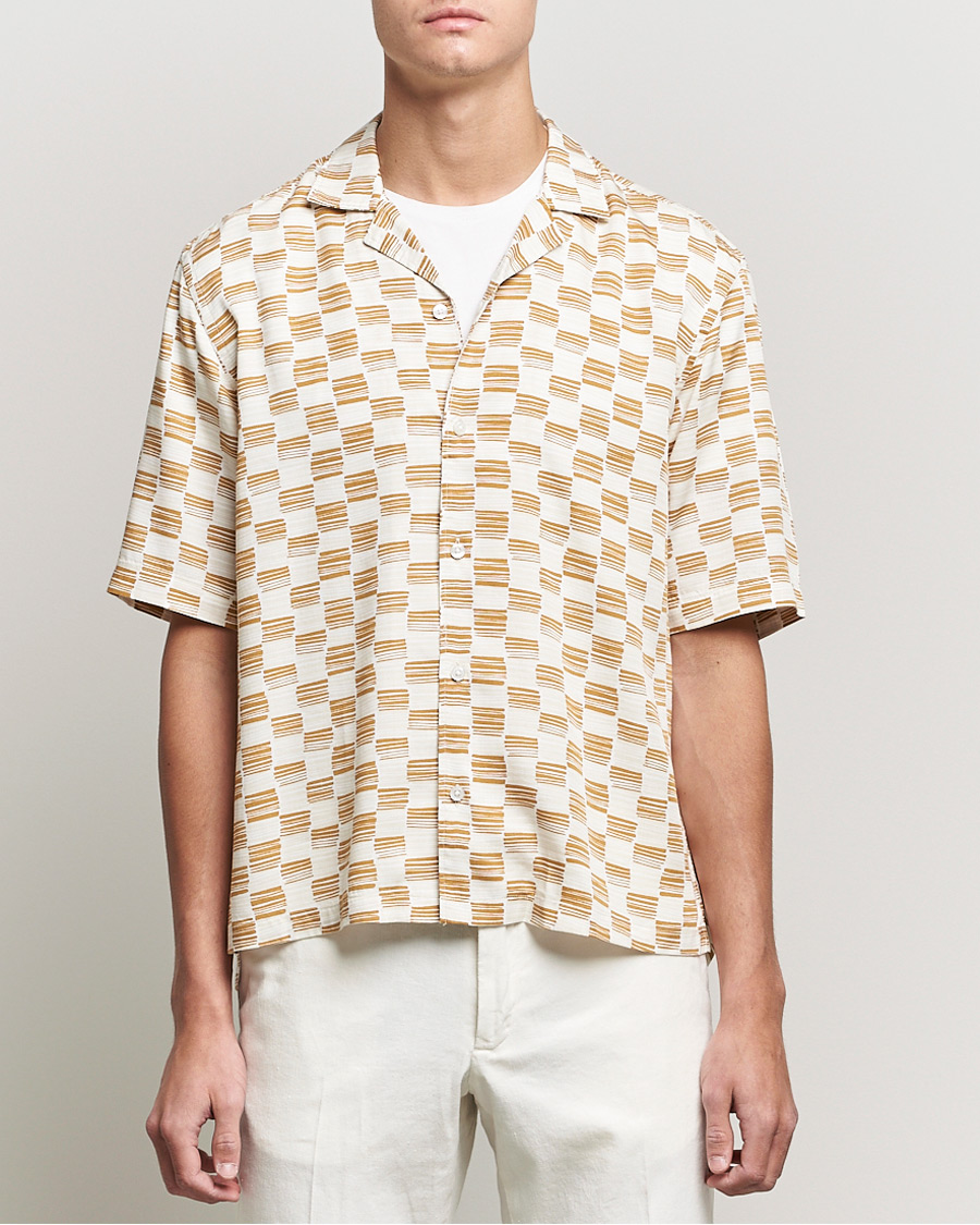 Homme | Chemises | BOSS BLACK | BOSS Lars Printed Resort Collar Short Sleeve Shirt Open Beige