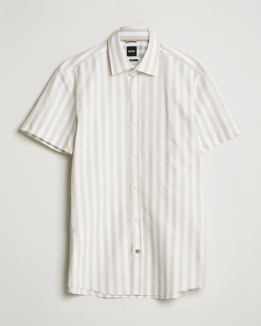 Homme | Chemises | BOSS BLACK | BOSS Hal Block Stripe Short Sleeve Shirt Beige/White