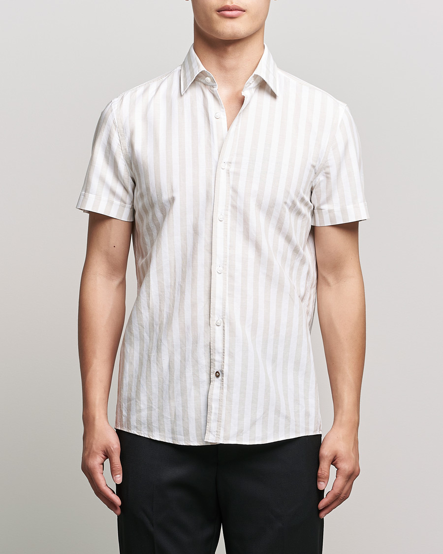 Homme | Chemises | BOSS BLACK | BOSS Hal Block Stripe Short Sleeve Shirt Beige/White