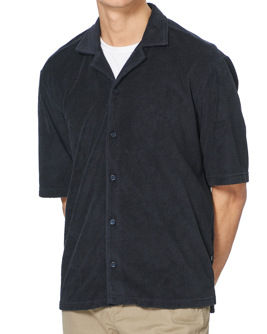 Homme | Chemises | BOSS BLACK | BOSS Lars Terry Short Sleeve Shirt Dark Blue