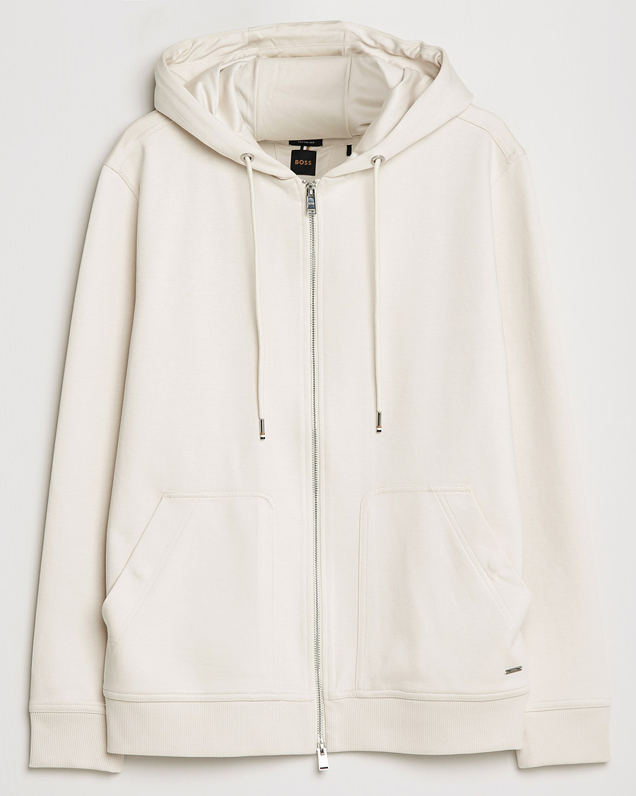 Homme | Pulls Et Tricots | BOSS BLACK | Tailored Smith Full Zip Hoodie Open White