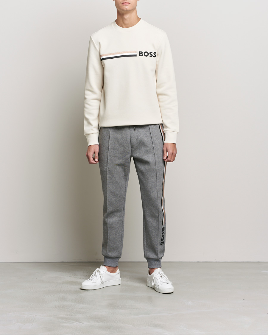 Homme | Pulls Et Tricots | BOSS BLACK | Stadler Logo Crew Neck Sweatshirt Open White