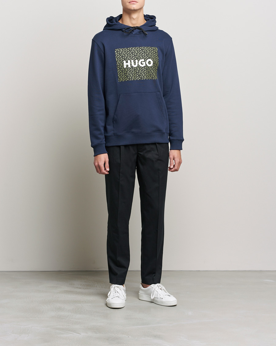 Homme | Pulls Et Tricots | HUGO | Dreeman Monogram Logo Hoodie Dark Blue