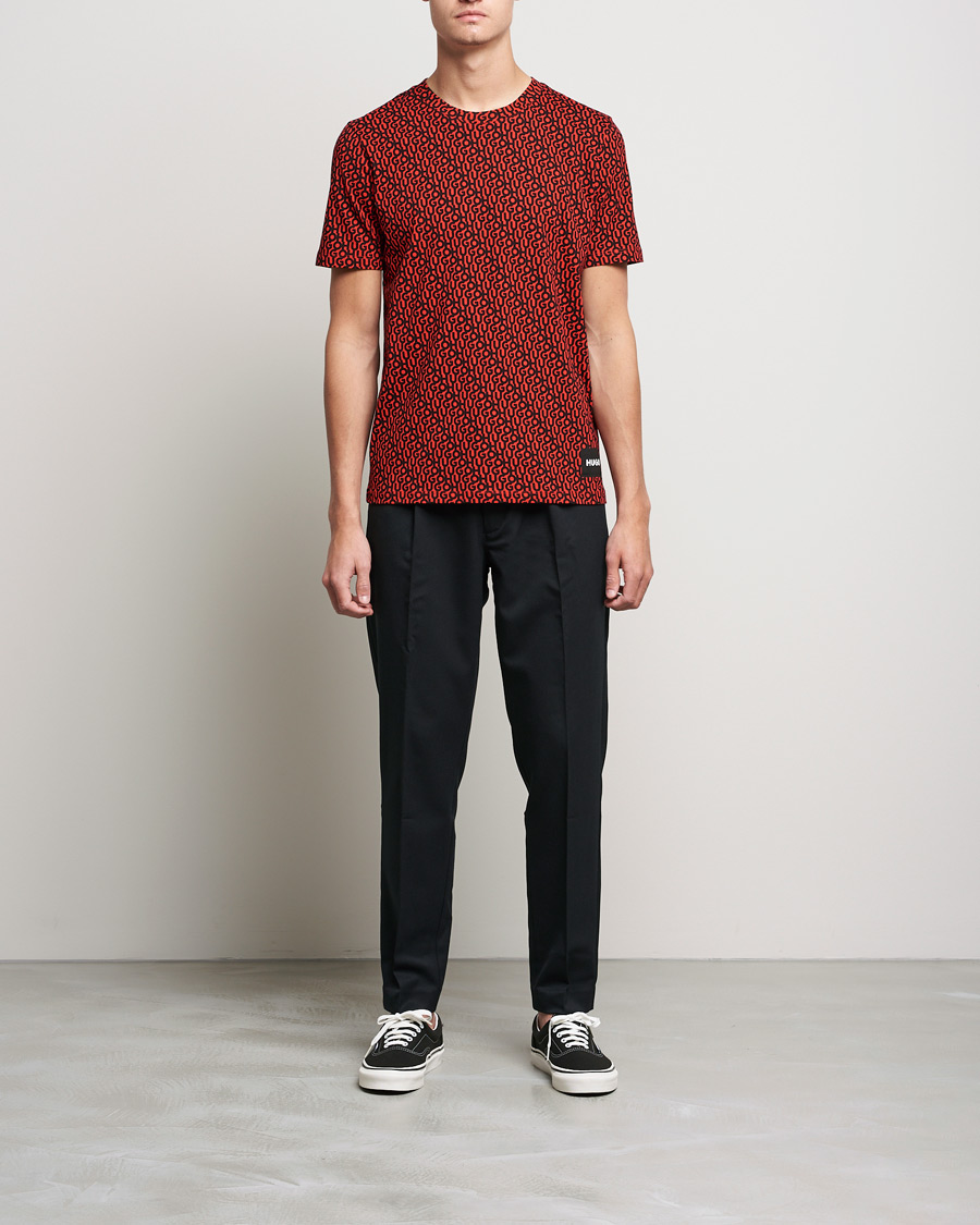 Homme | T-shirts | HUGO | Dorton Monogram Print Crew Neck Tee Red