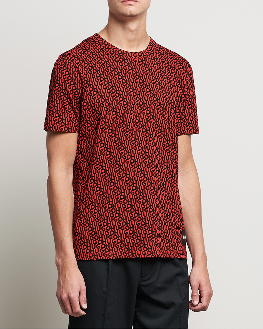Homme | T-shirts | HUGO | Dorton Monogram Print Crew Neck Tee Red