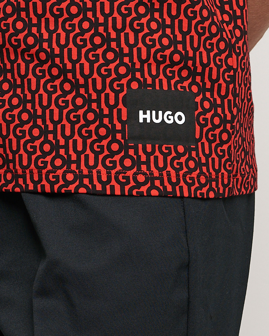 Homme | T-shirts | HUGO | Dorton Monogram Print Crew Neck Tee Red