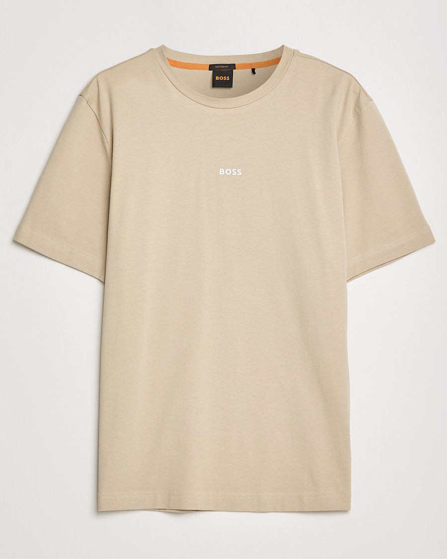 Homme | T-shirts | BOSS ORANGE | BOSS Casual Tchup Logo Crew Neck Tee Light Beige