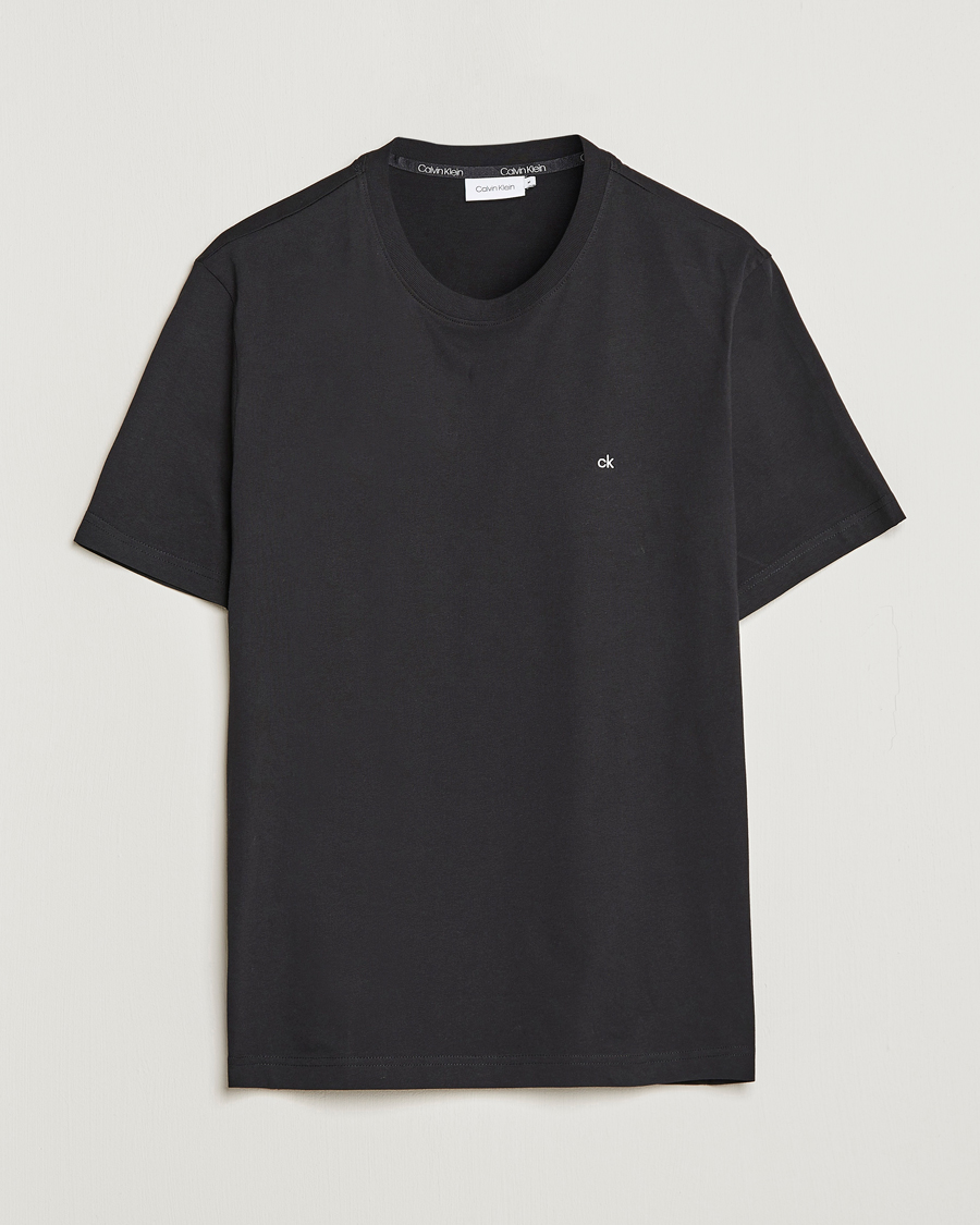 Homme | T-shirts | Calvin Klein | Cotton Embroidery Logo Crew Neck T-Shirt Black