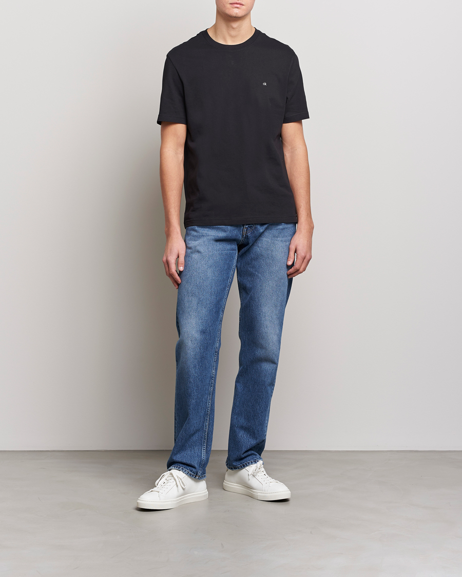 Homme | T-shirts | Calvin Klein | Cotton Embroidery Logo Crew Neck T-Shirt Black