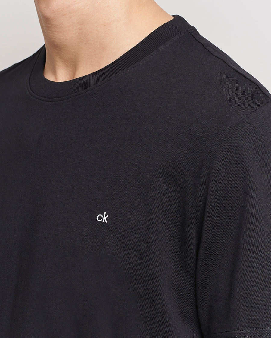 Homme | T-shirts | Calvin Klein | Cotton Embroidery Logo Crew Neck T-Shirt Black