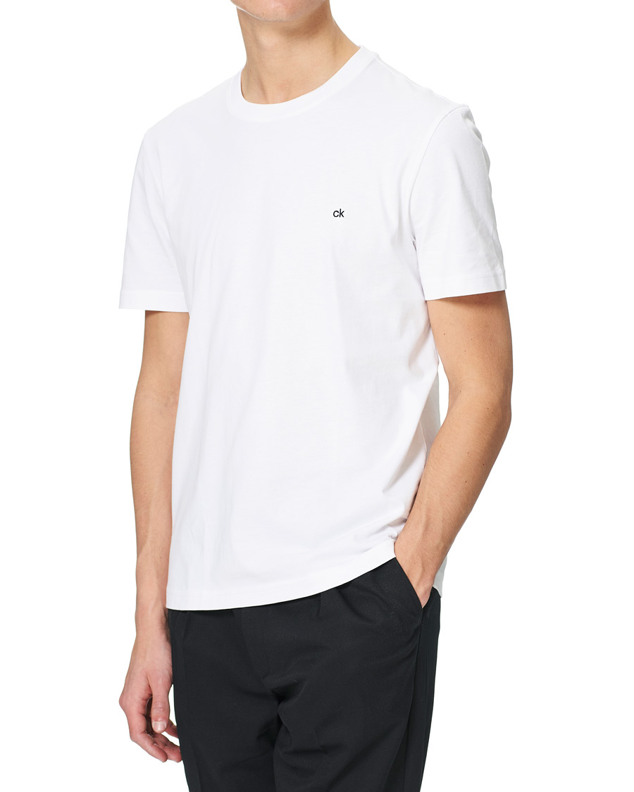 Homme | T-shirts | Calvin Klein | Cotton Embroidery Logo Crew Neck T-Shirt White