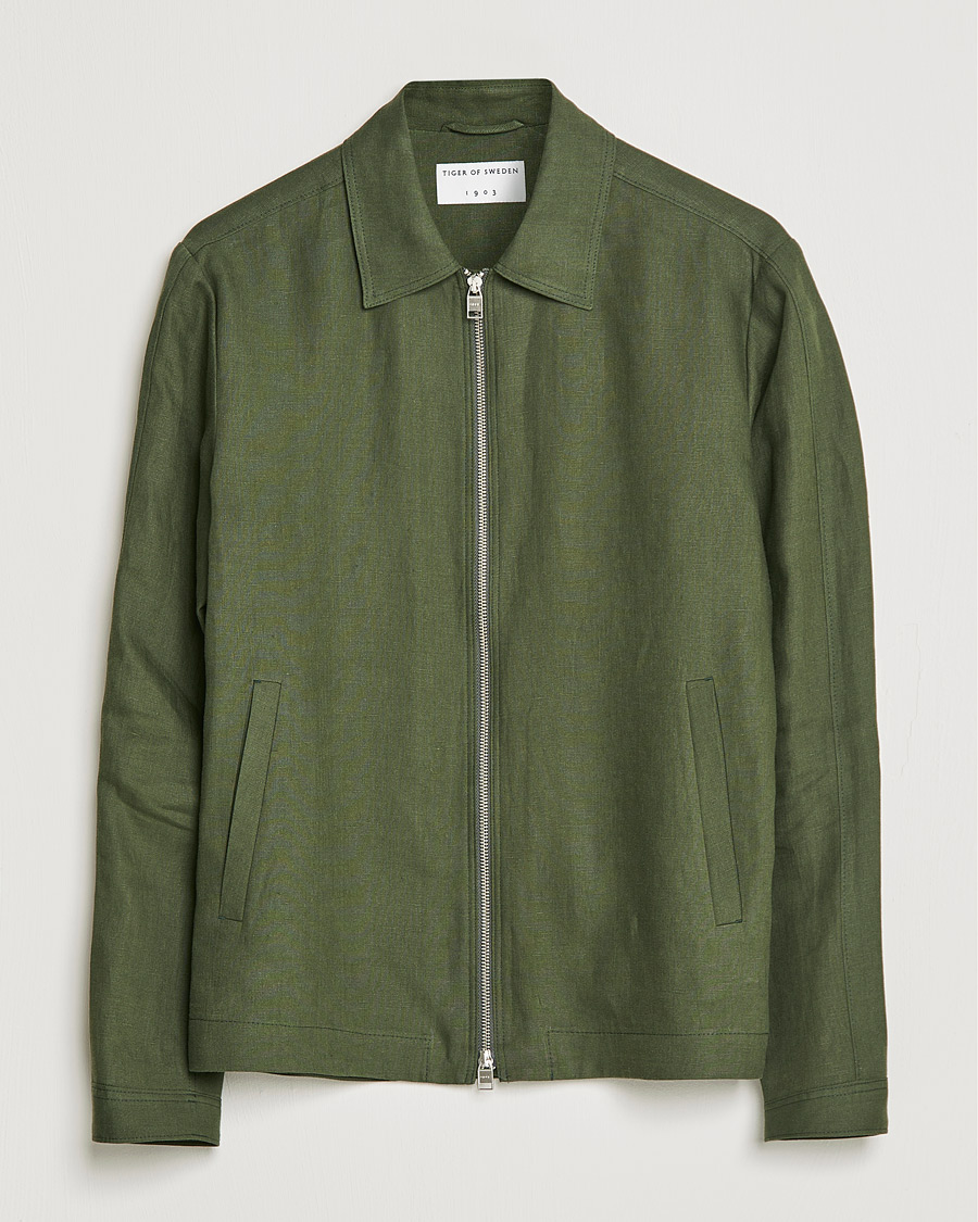 Homme | Manteaux Et Vestes | Tiger of Sweden | Maddon Linen Shirt Jacket Green