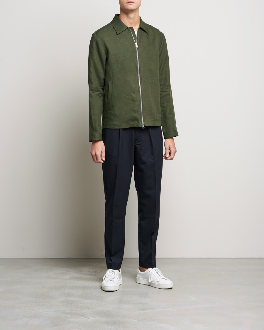 Homme | Manteaux Et Vestes | Tiger of Sweden | Maddon Linen Shirt Jacket Green