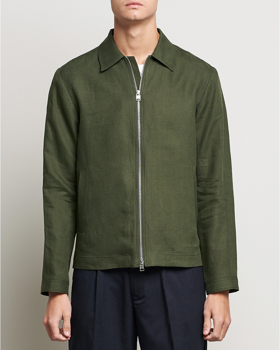 Homme | Manteaux Et Vestes | Tiger of Sweden | Maddon Linen Shirt Jacket Green
