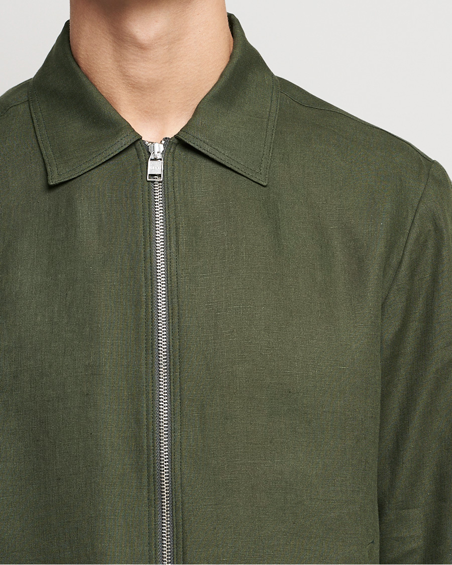Homme | Manteaux Et Vestes | Tiger of Sweden | Maddon Linen Shirt Jacket Green