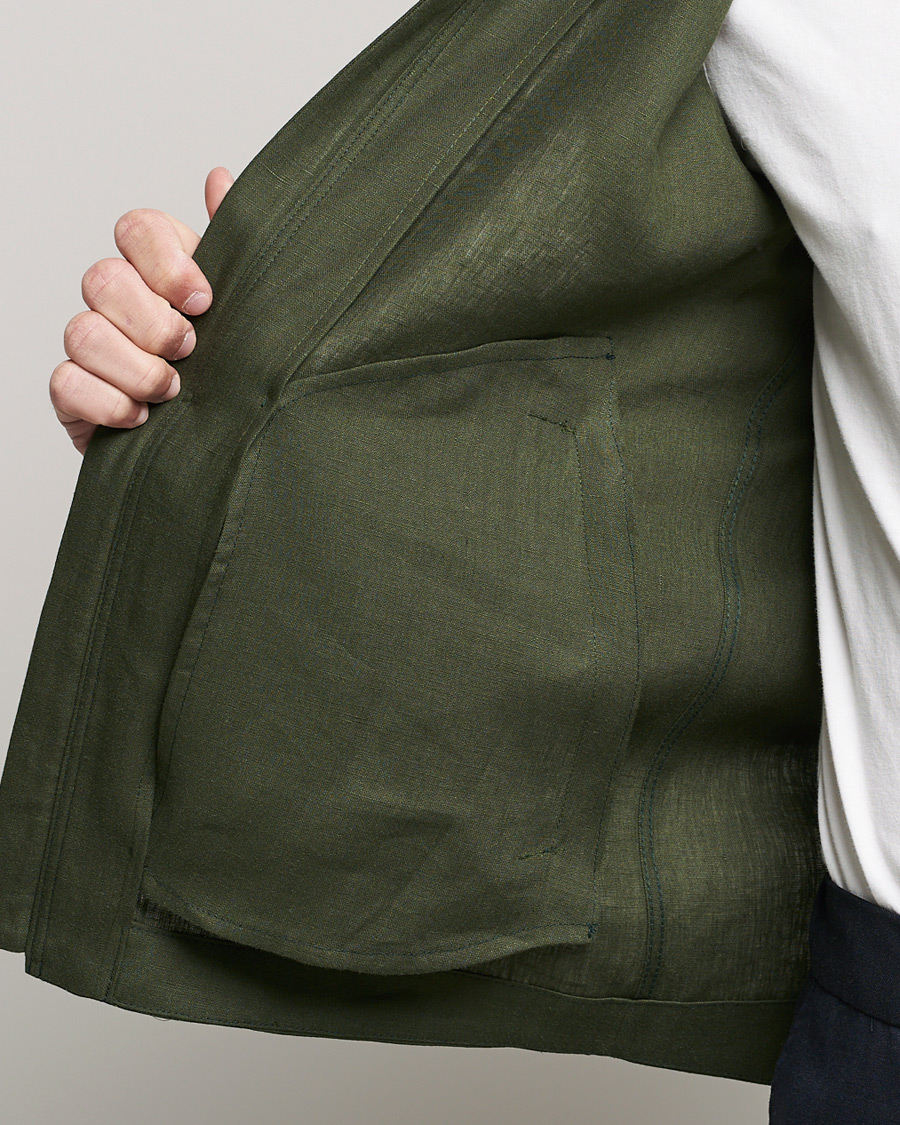 Homme | Manteaux Et Vestes | Tiger of Sweden | Maddon Linen Shirt Jacket Green