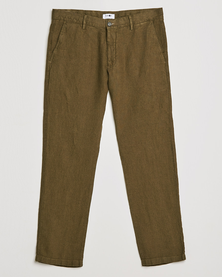 Homme | Pantalons | NN07 | Karl Linen Trousers Dark Olive