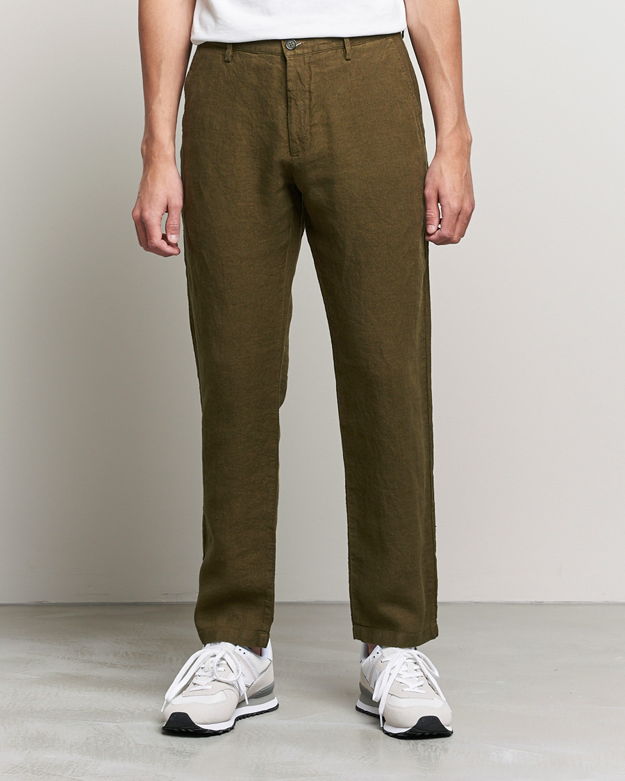 Homme | Pantalons | NN07 | Karl Linen Trousers Dark Olive