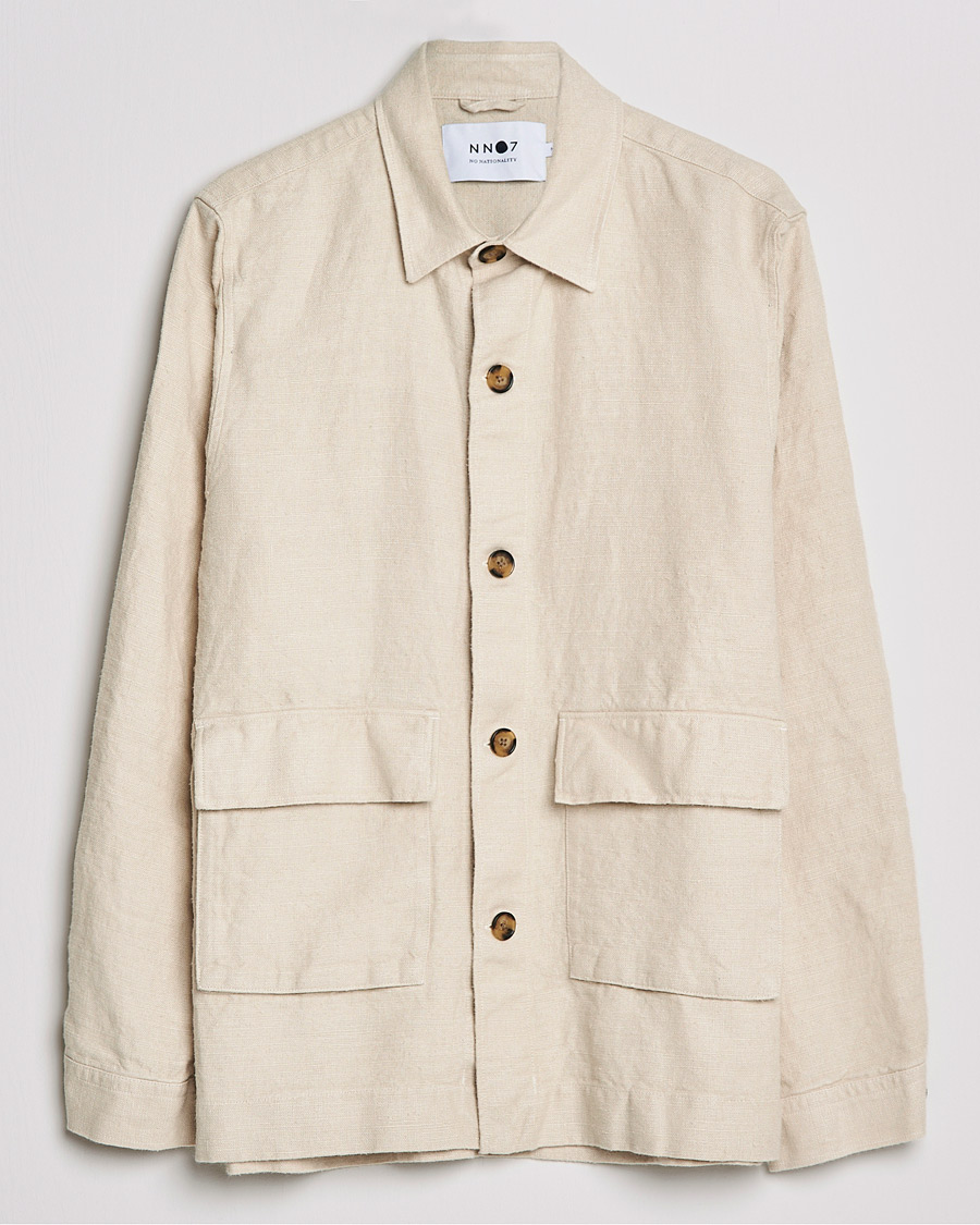 Homme | Chemises | NN07 | Cedric Heavy Linen Shirt Jacket Ecru
