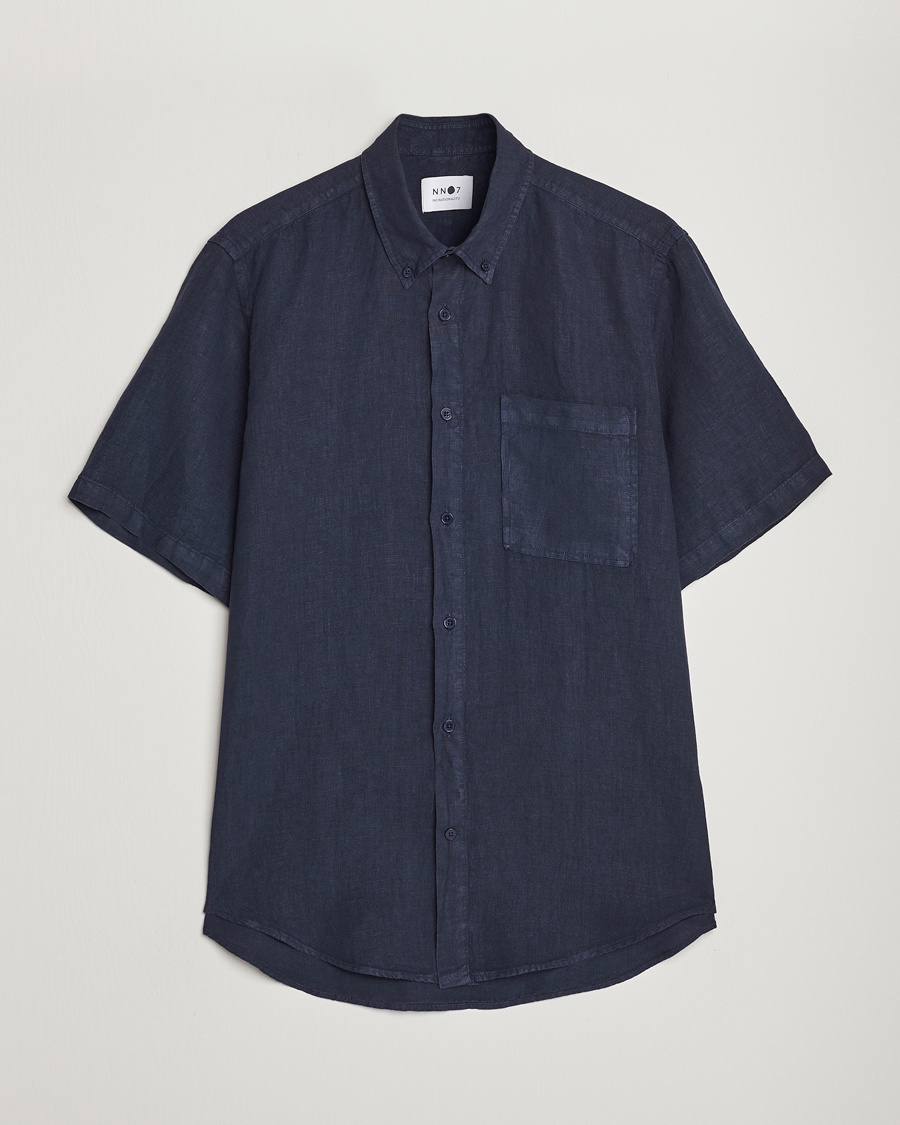 Homme | Chemises | NN07 | Arne Linen Short Sleeve Shirt Navy