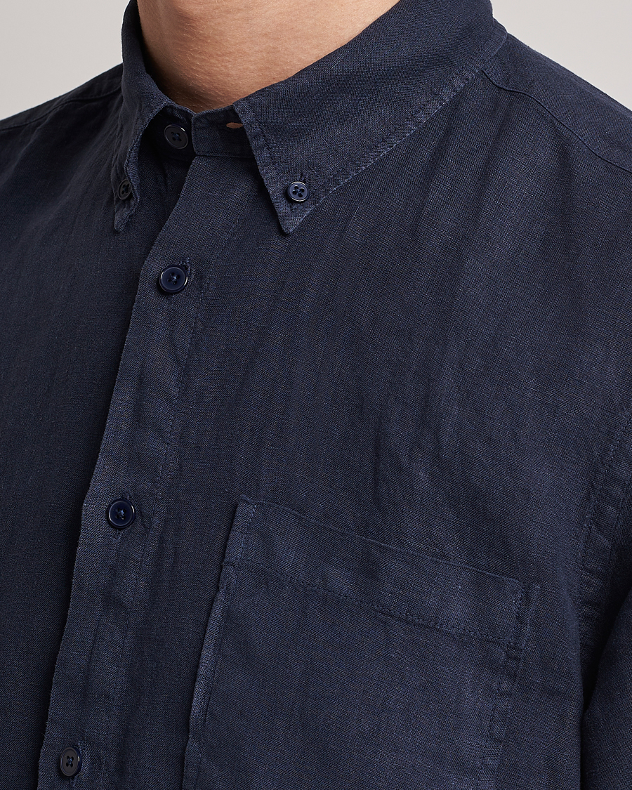 Homme | Chemises | NN07 | Arne Linen Short Sleeve Shirt Navy