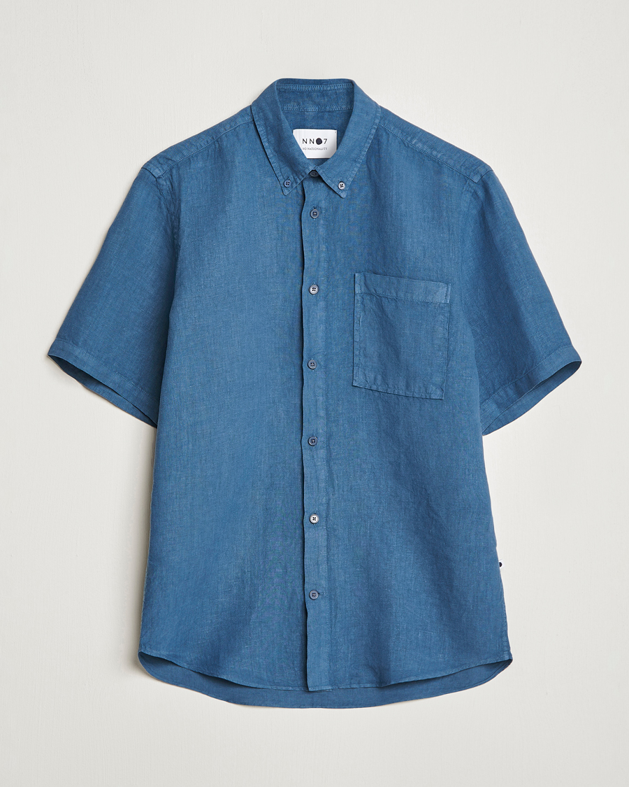 Homme | Chemises | NN07 | Arne Linen Short Sleeve Shirt Dust Blue