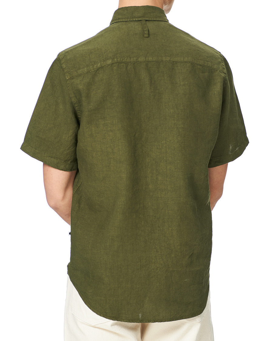 Homme | Chemises | NN07 | Arne Linen Short Sleeve Shirt Dark Olive