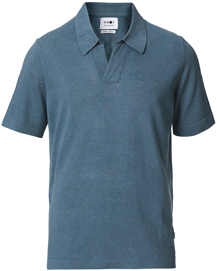 Homme | Polos | NN07 | Ryan Cotton/Linen Polo Dust Blue