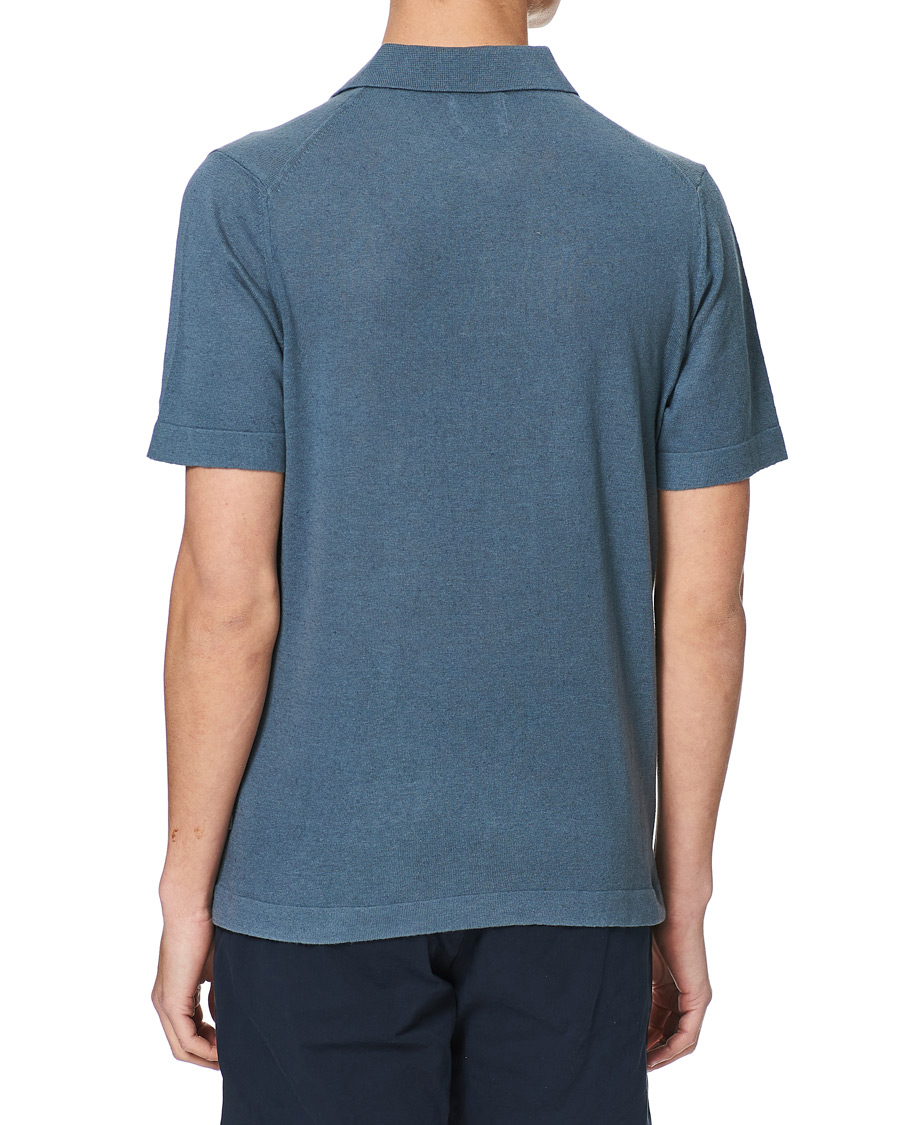 Homme | Polos | NN07 | Ryan Cotton/Linen Polo Dust Blue