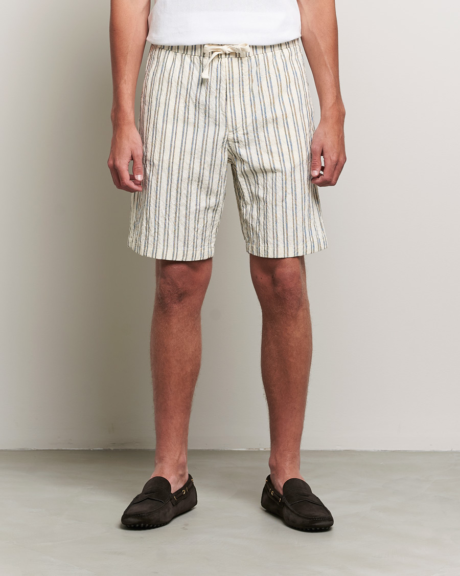 Homme | Shorts | NN07 | Keith Striped Drawstring Shorts White/Black